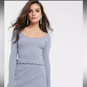 ASOS DESIGN two-piece scoop neck sweater with ruffle hem